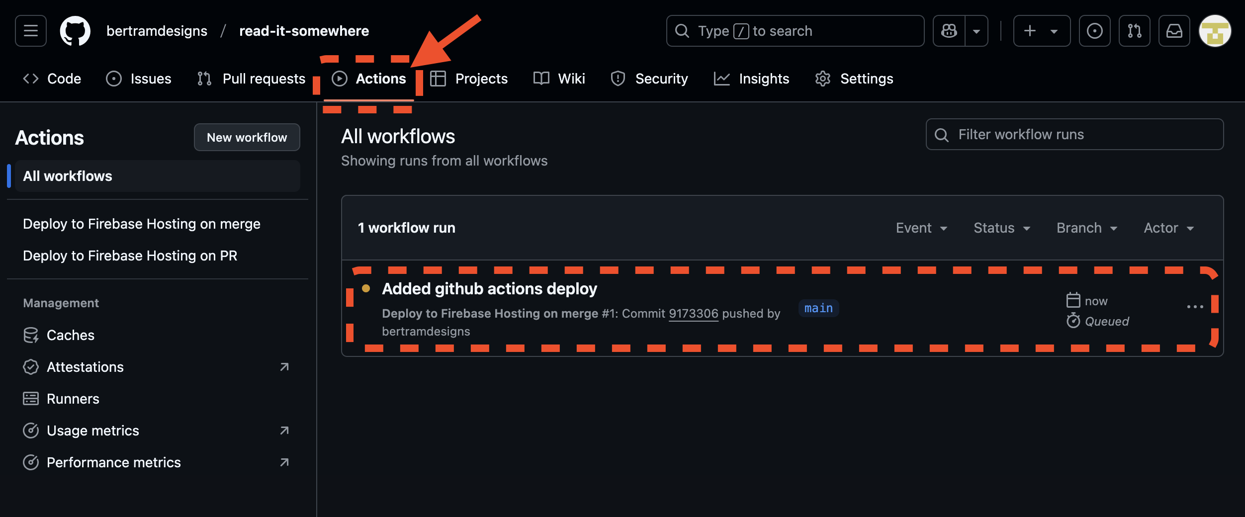 Actions Tab